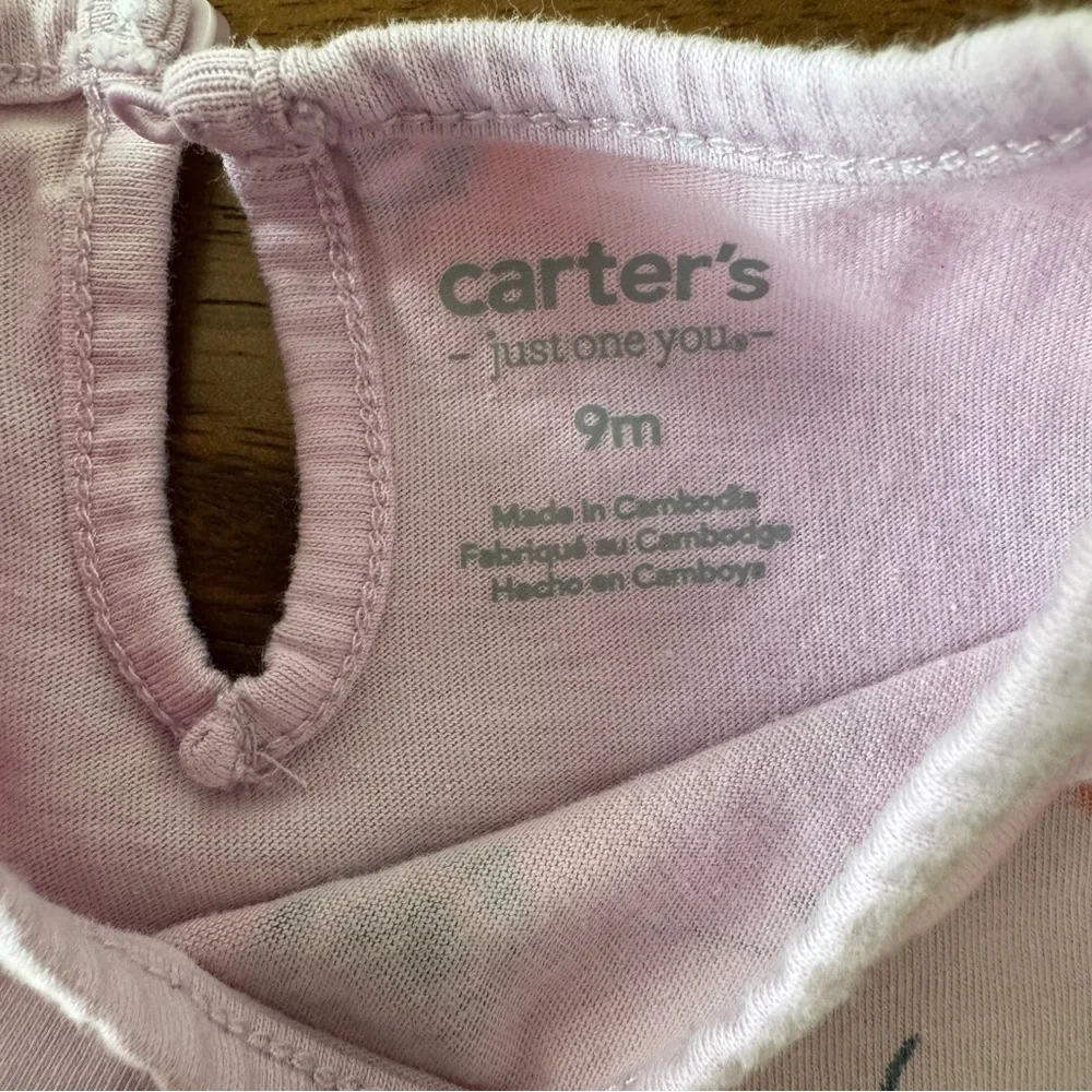 Carter's Long Sleeve Floral Cotton Baby Romper 9M